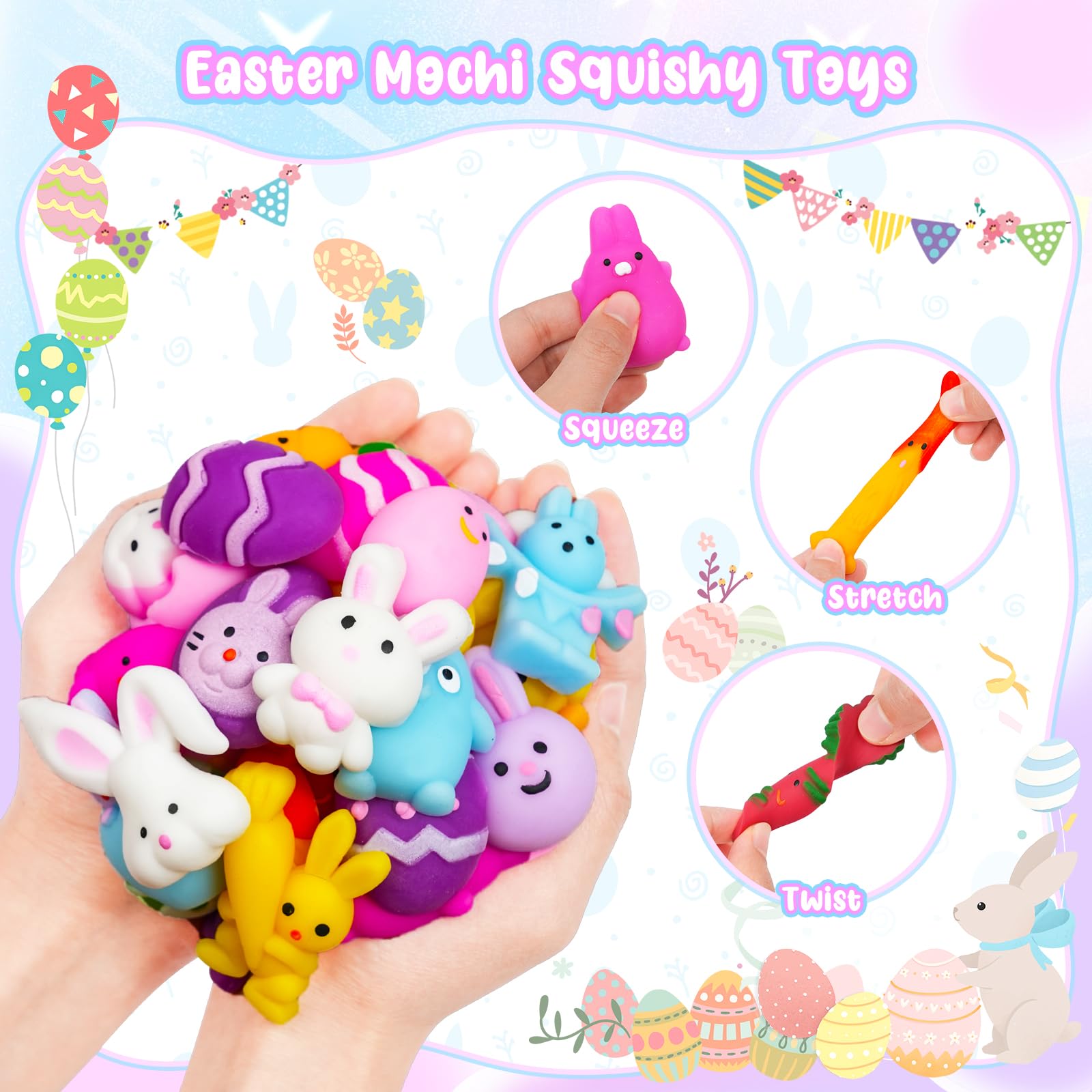 Non-toxic TPR silicone Easter squishies durable and safe for ages 3+