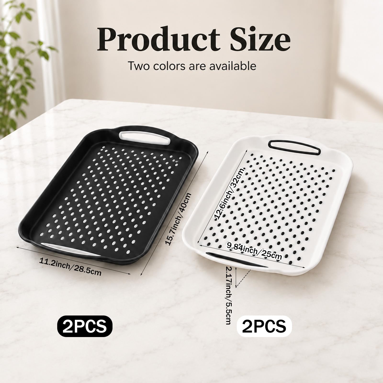 EupHHonycs 4Pcs Large Nonslip Tray Black ergonomic handles view