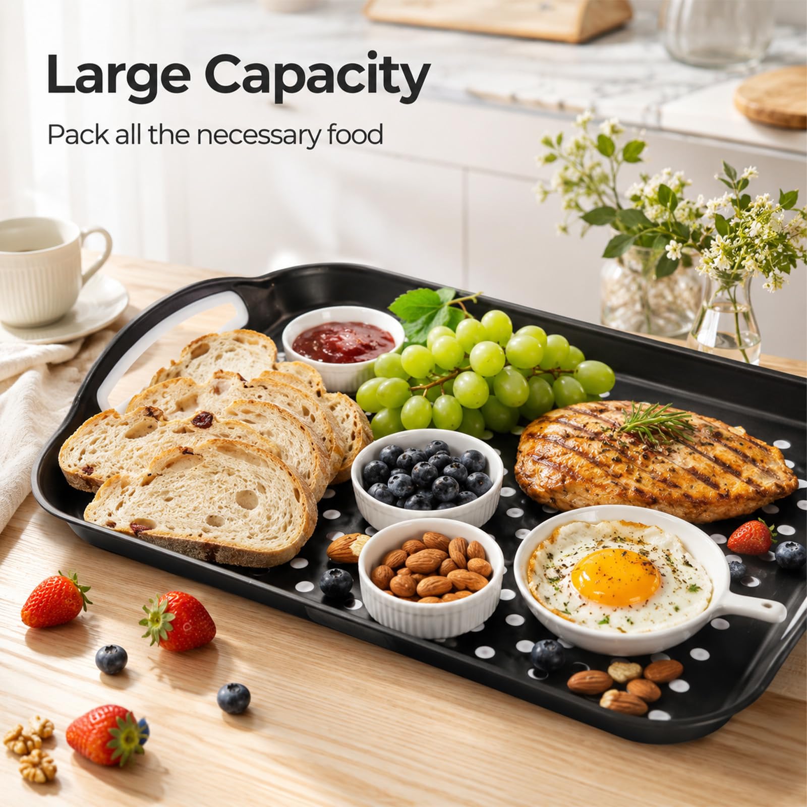 EupHHonycs tray stackable storage black white