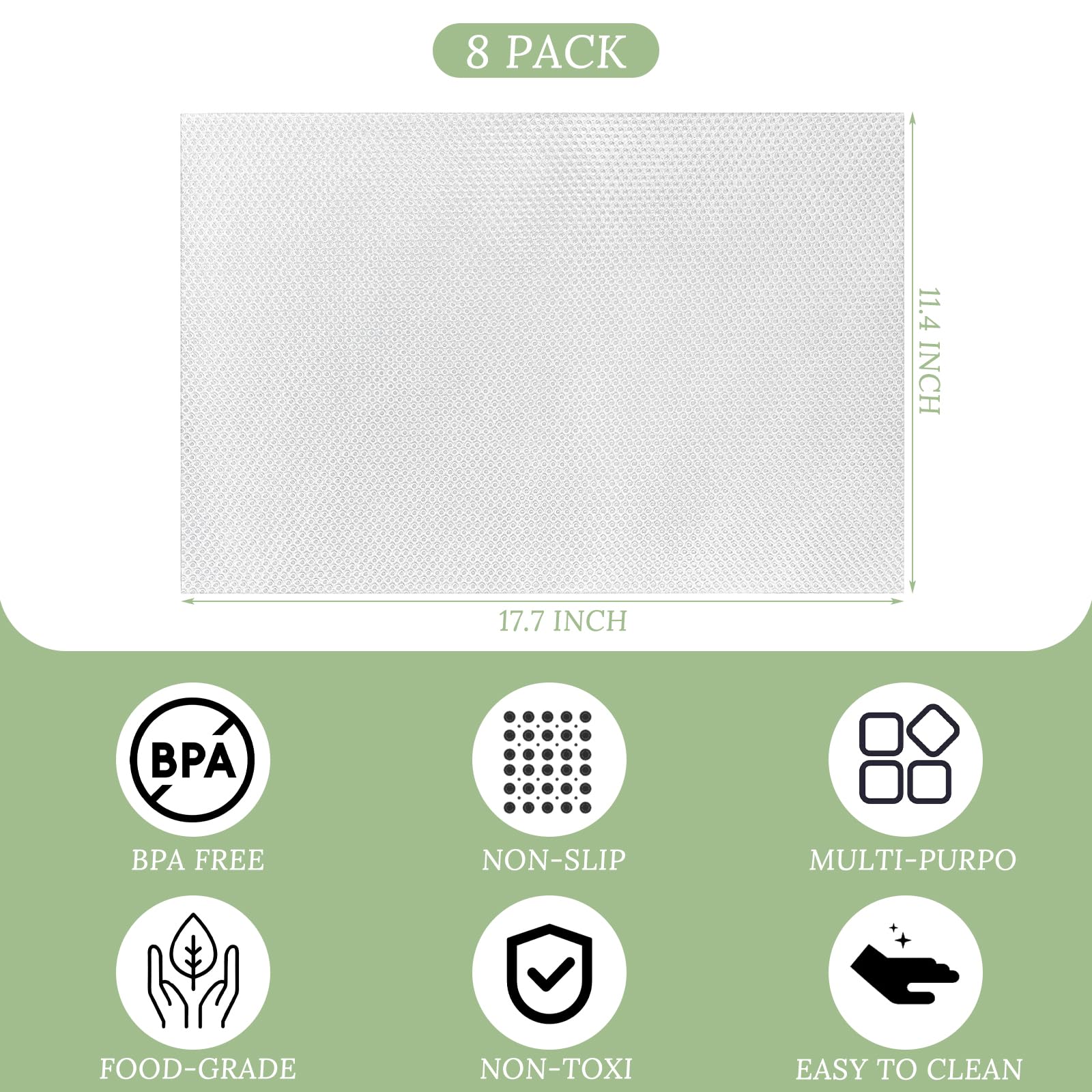 Non-slip dot-textured fridge liner for shelves