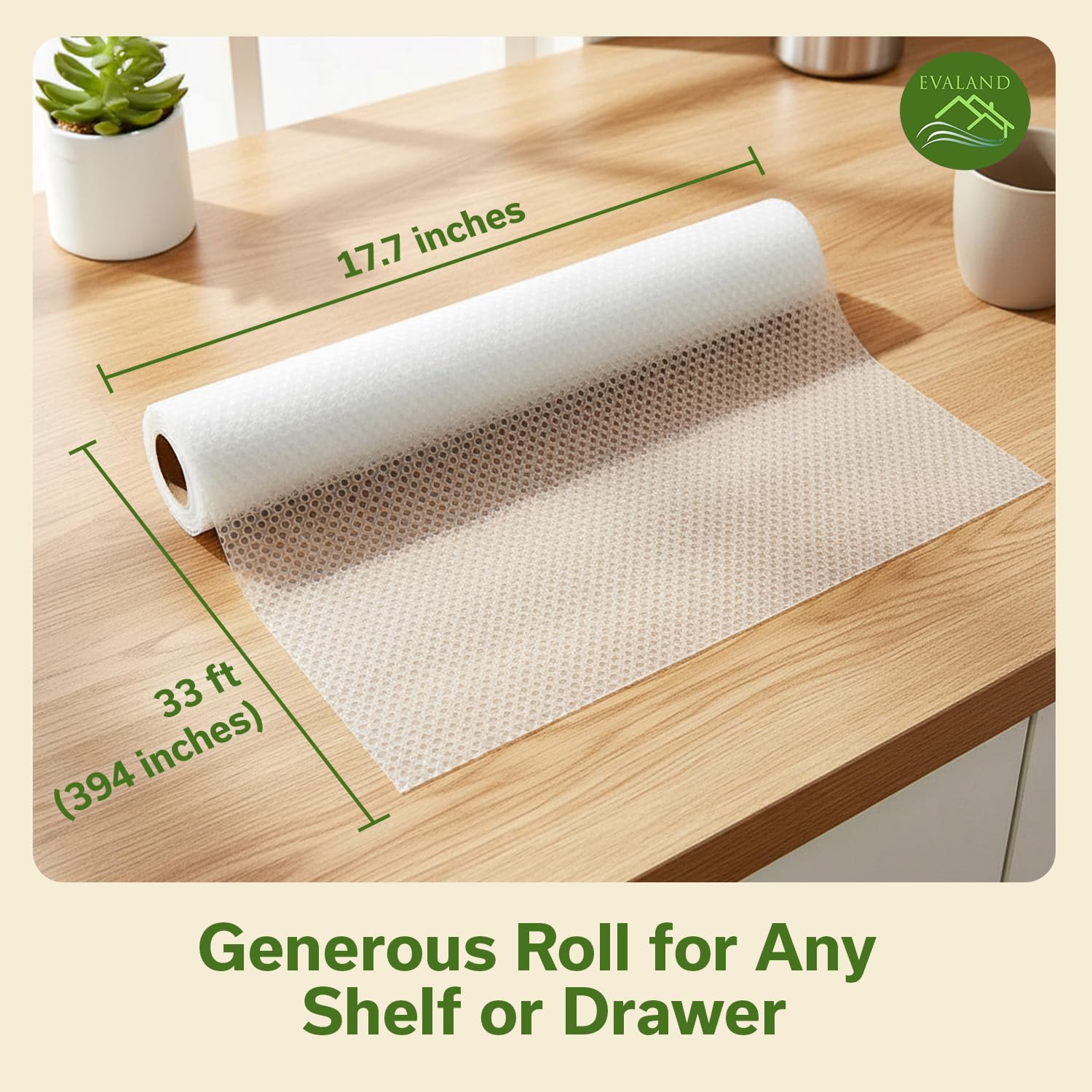 Non-slip EVA cabinet liner for kitchen drawers