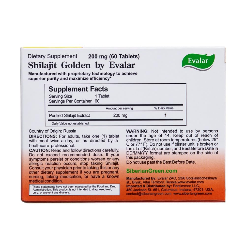 Shilajit 200 mg per tablet label