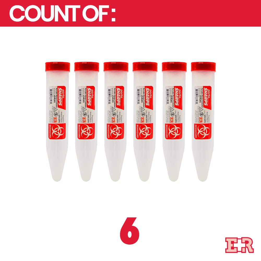 Six pack of Ever Ready Porta Sharps Containers for field use