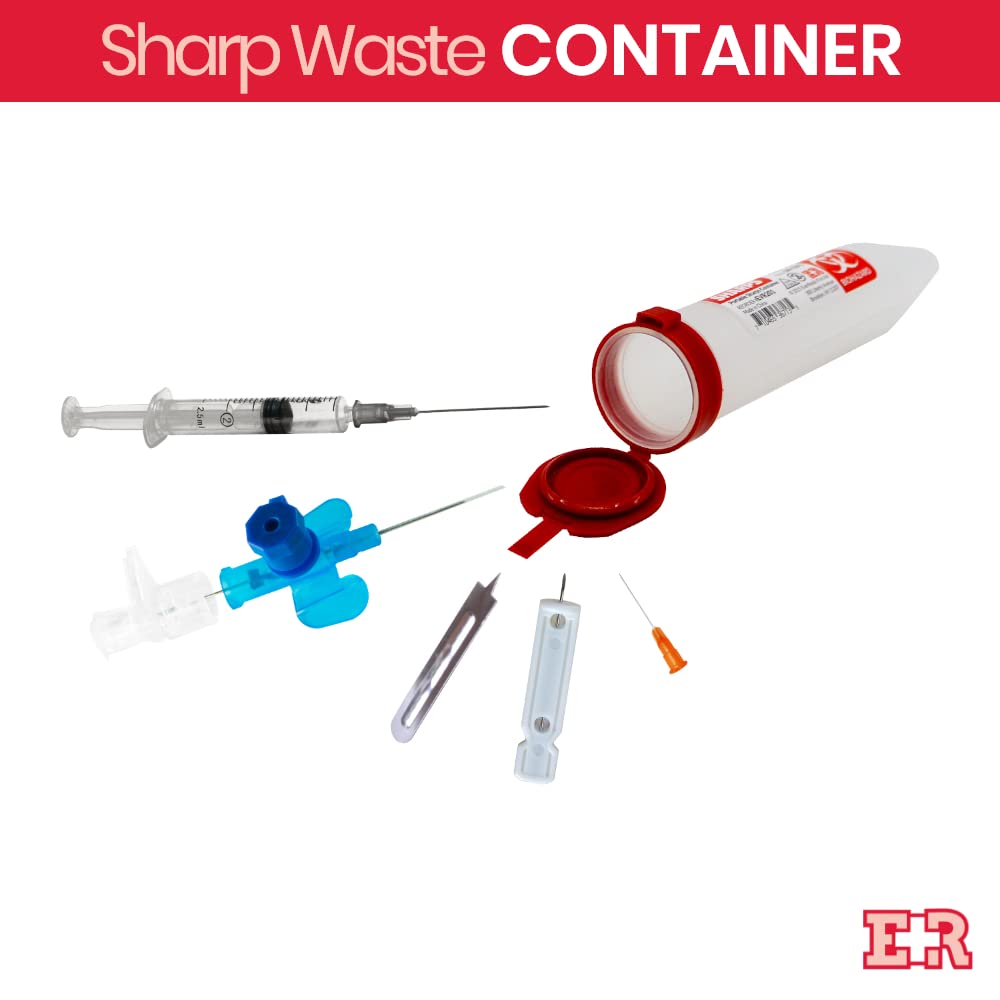 Portable sharps disposal container 1.25 x 6 inches suitable for EMS