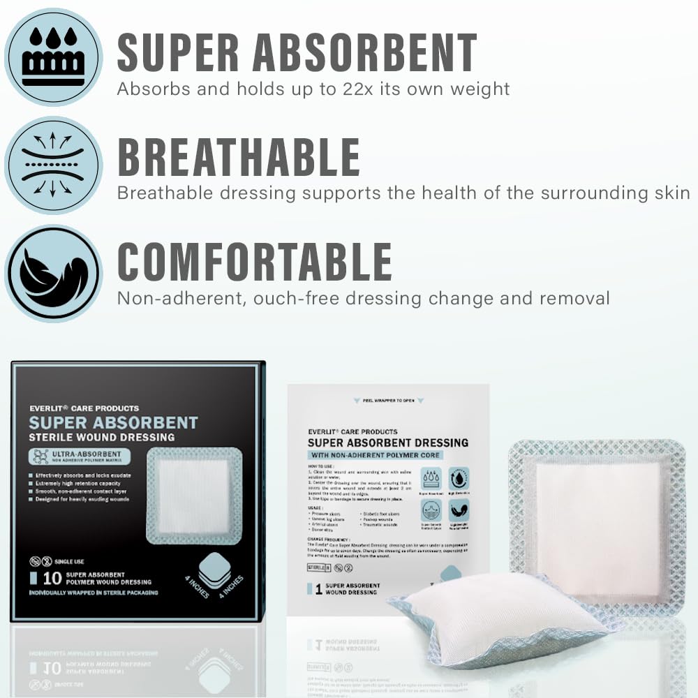 Sterile and individually packaged EVERLIT 4x4 dressing pad
