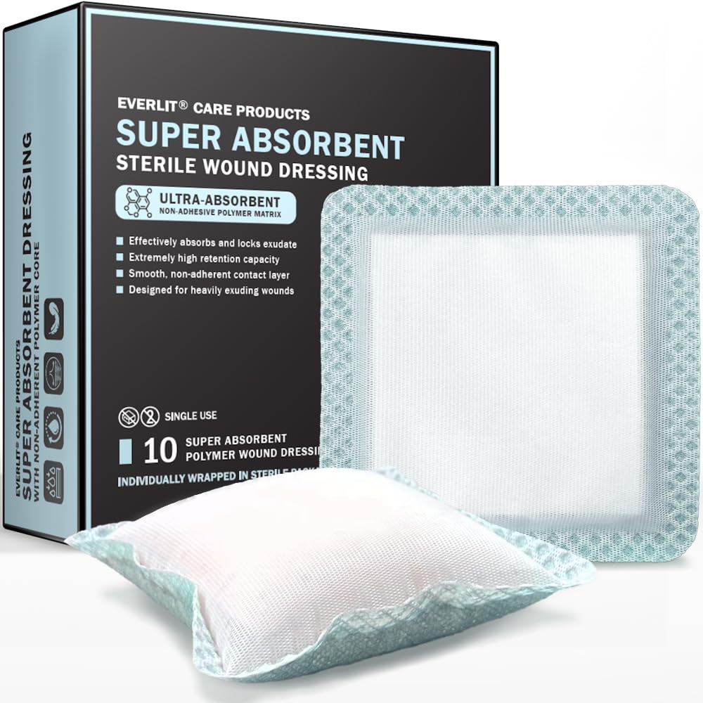 Everlit super absorbent dressing for wound care 4x4 sterile pad
