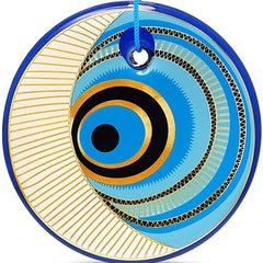 Evil Eye Glass Wall Hanging Decor with golden moon design
