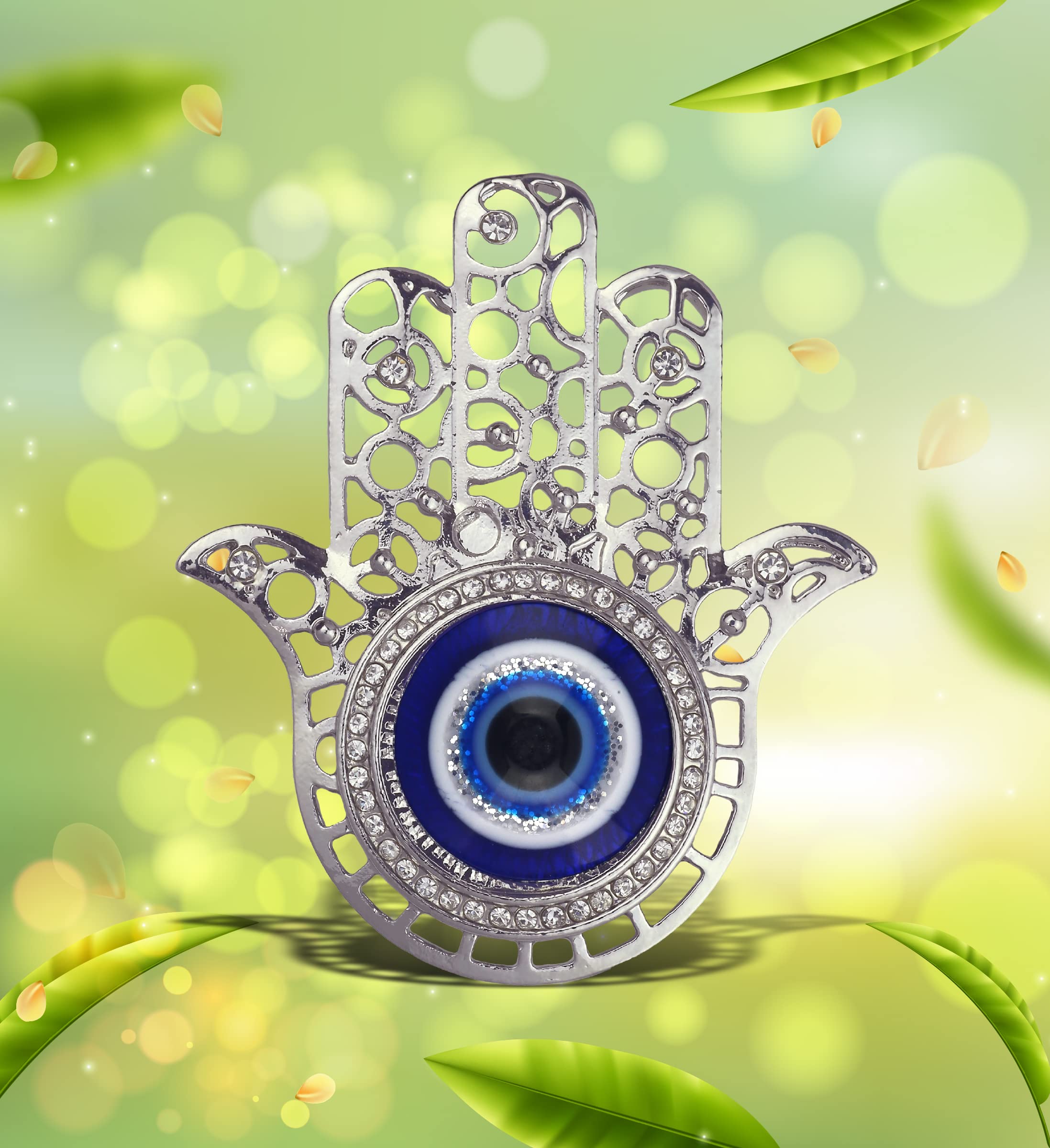 Evil Eye Hamsa sparkling magnet rhinestones close up