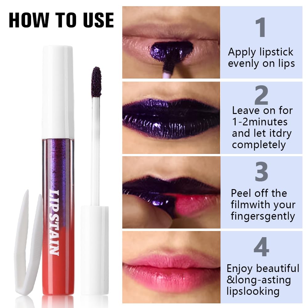 evpct lip stain red shade peel off