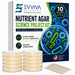 Evviva Sciences Nutrient Agar Petri Dishes set with 10 pre-poured plates