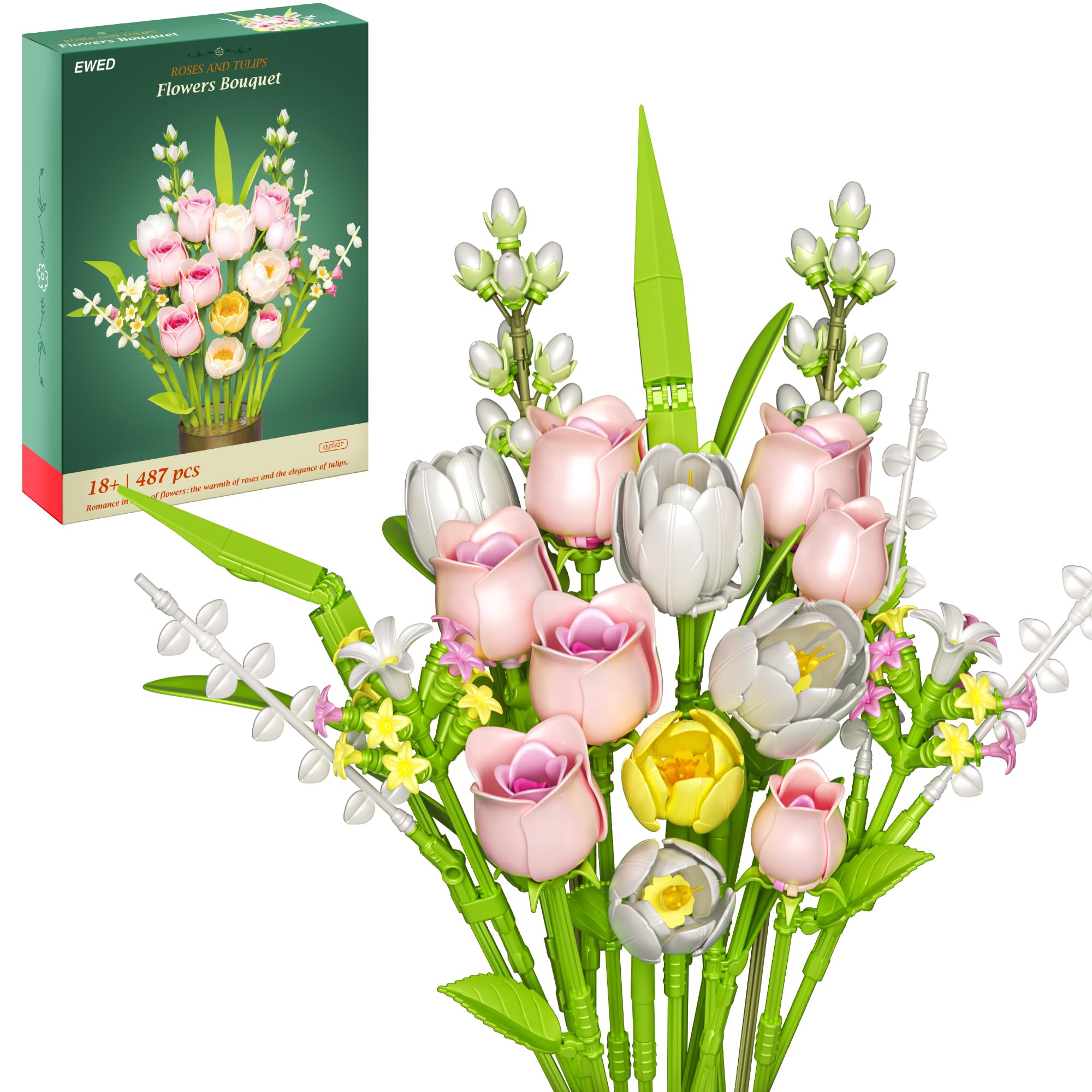 EWED Tulip Rose Building Sets product image showing bouquet set