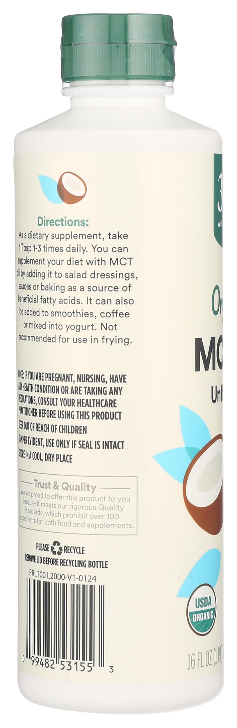 MCT oil 16 Fl Oz bottle for smoothies and coffee
