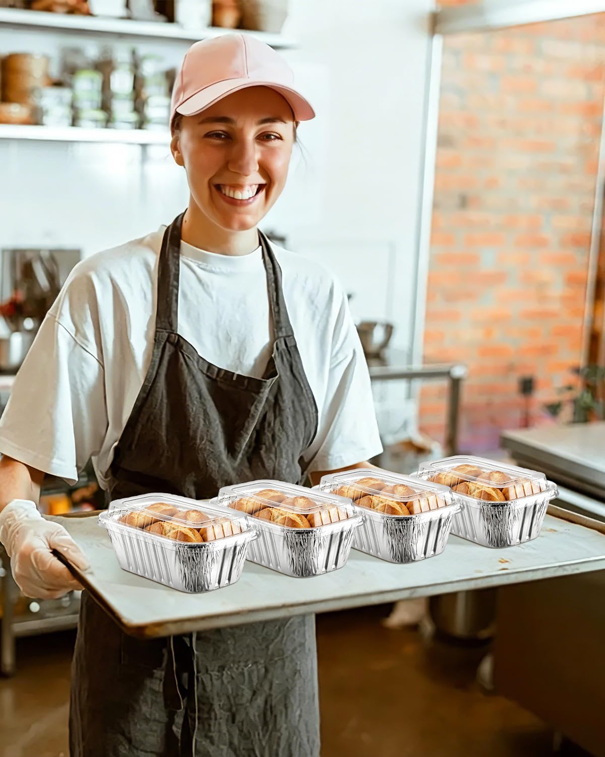 Tin foil baking pans with lids Exsmile 20 pack