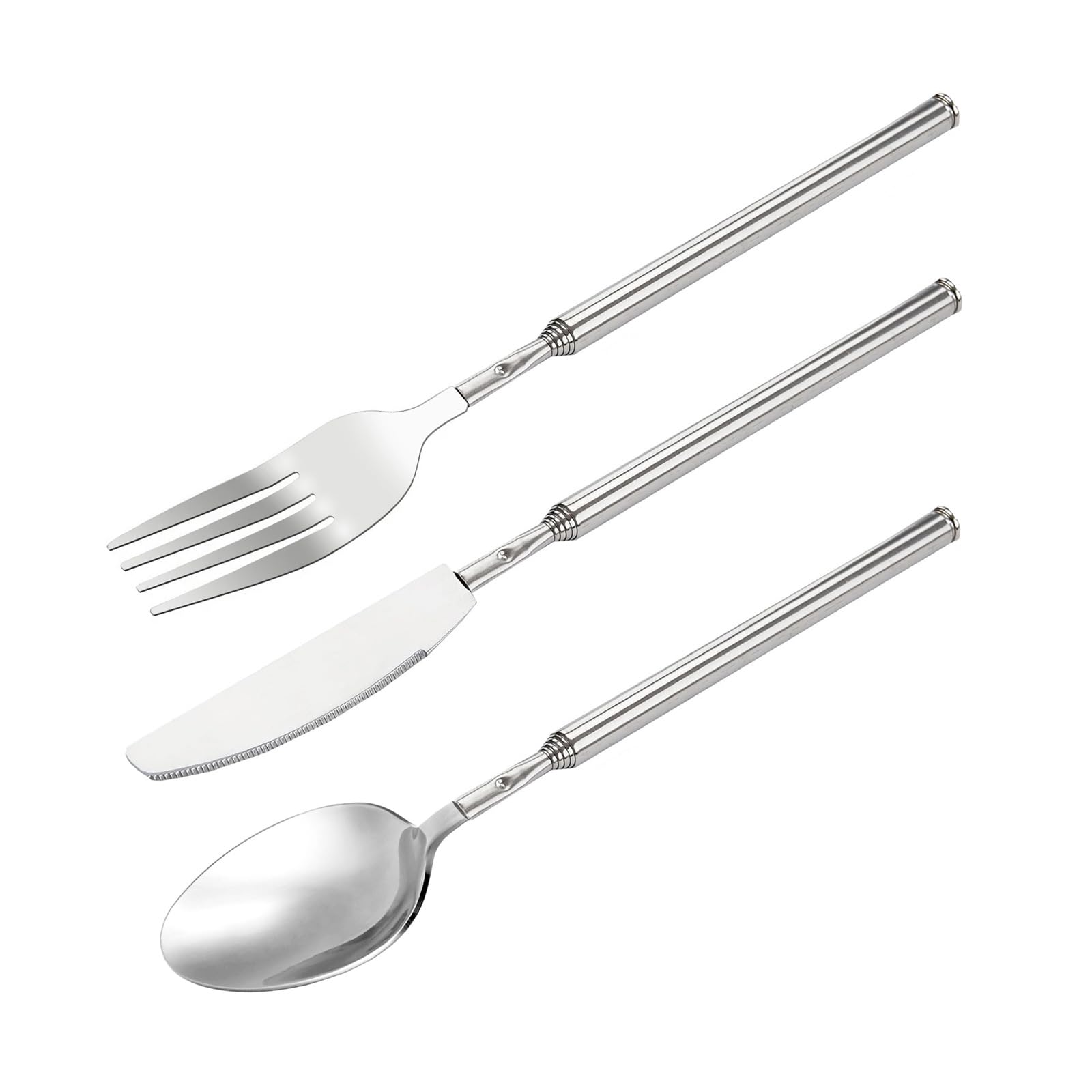 Extendable spoon fork knife set with telescopic design