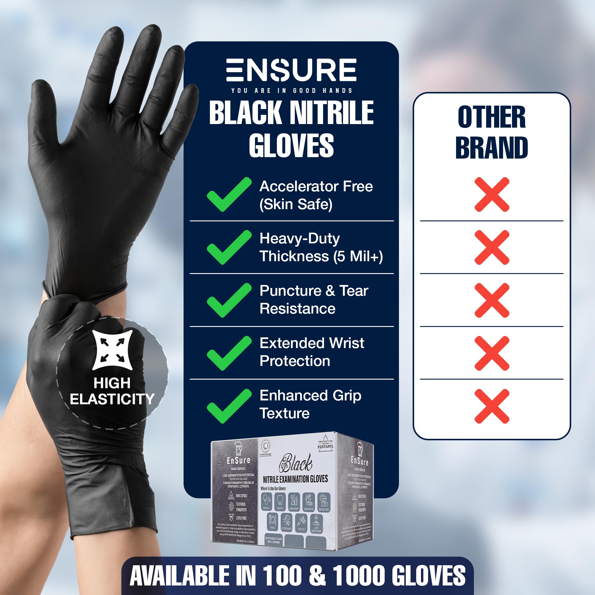 Multi-purpose nitrile gloves for medical tattooing and food prep