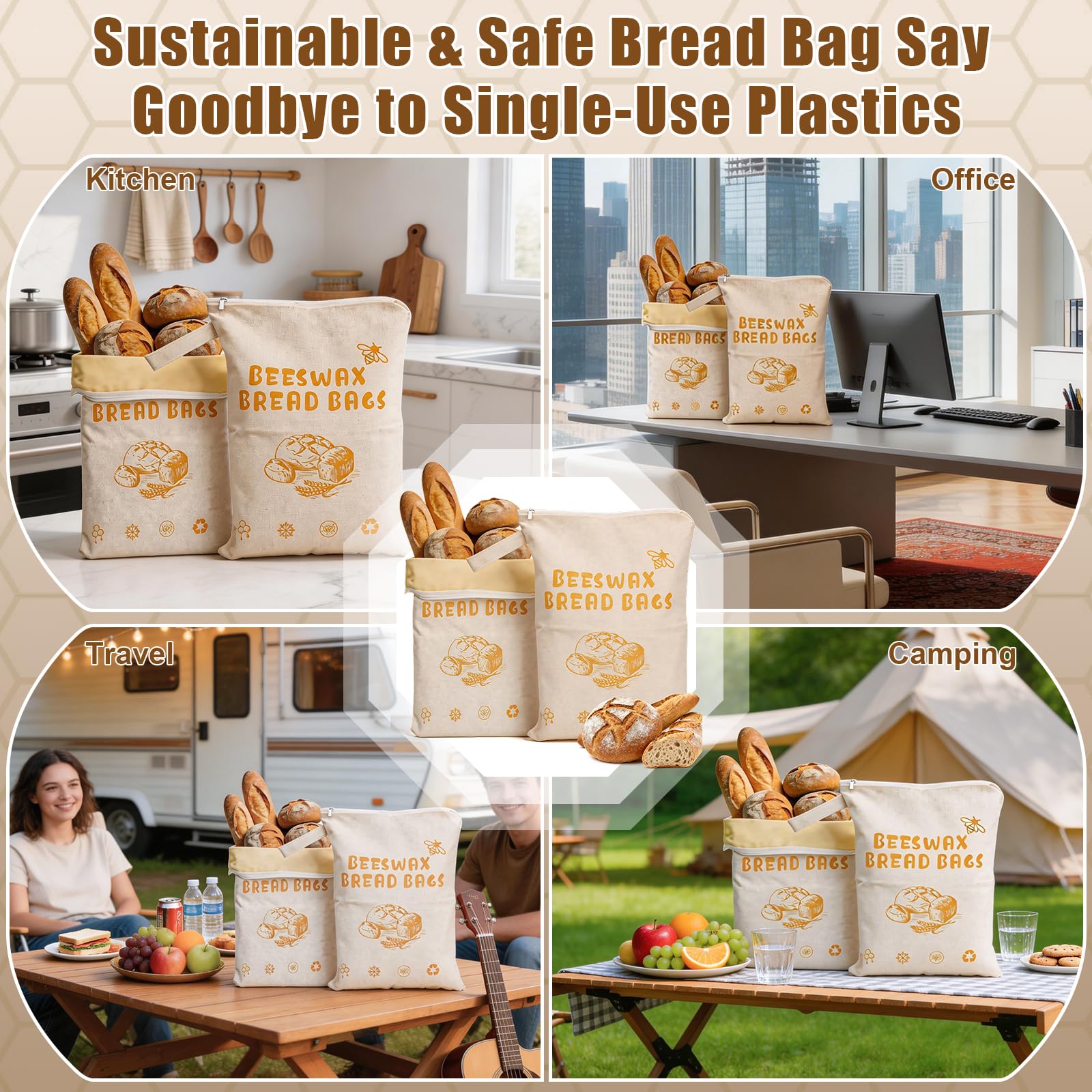 16×12 inch extra large bread bag with zipper Nisuez