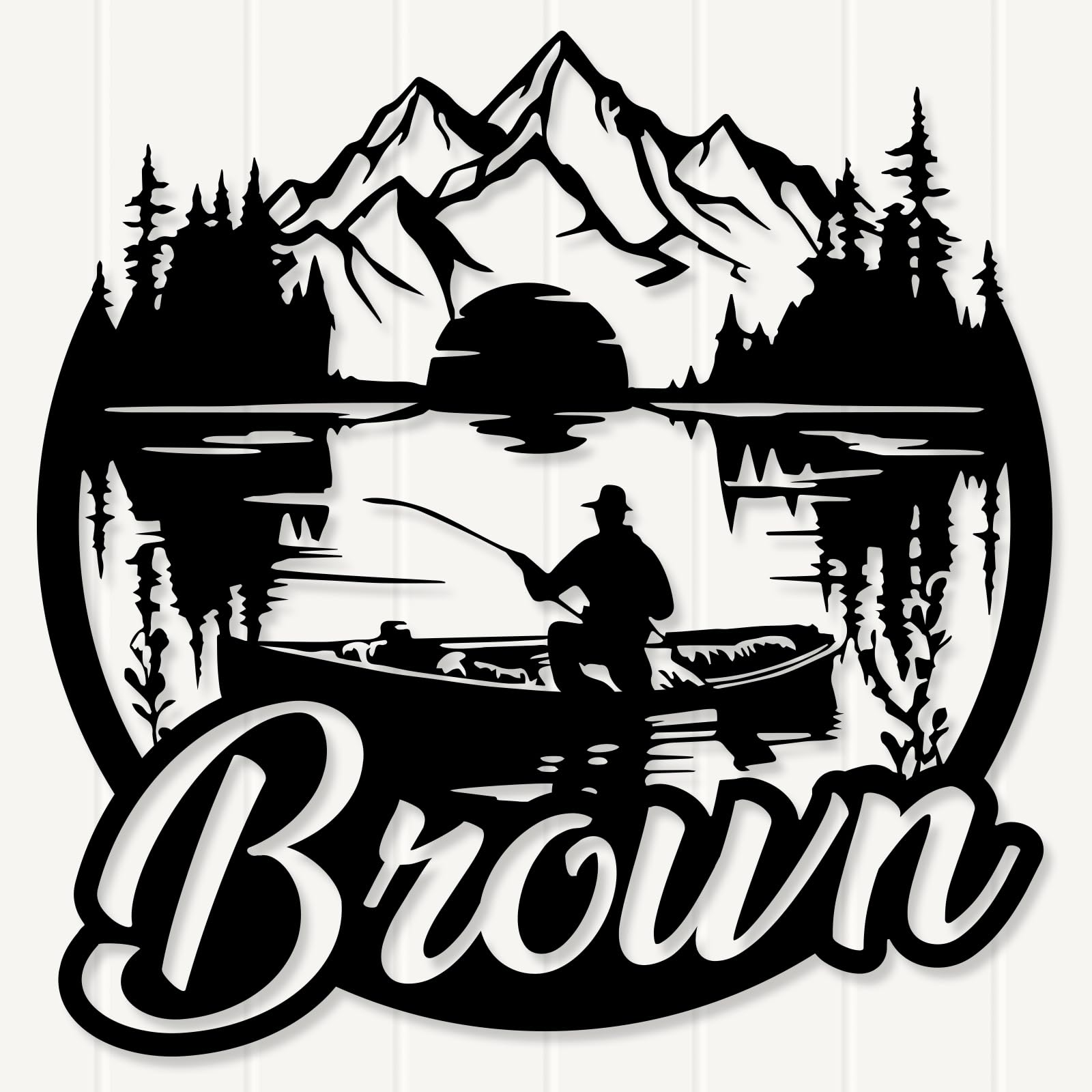 EXUNART personalized fishing metal wall art with last name engraving