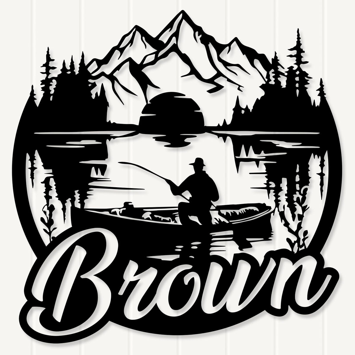 EXUNART personalized fishing metal wall art with last name engraving