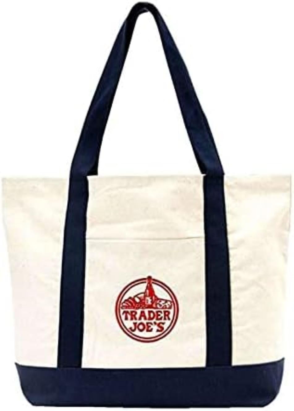 EXZMA Trader Joes Large Tote Shopping Bag navy blue 1 count