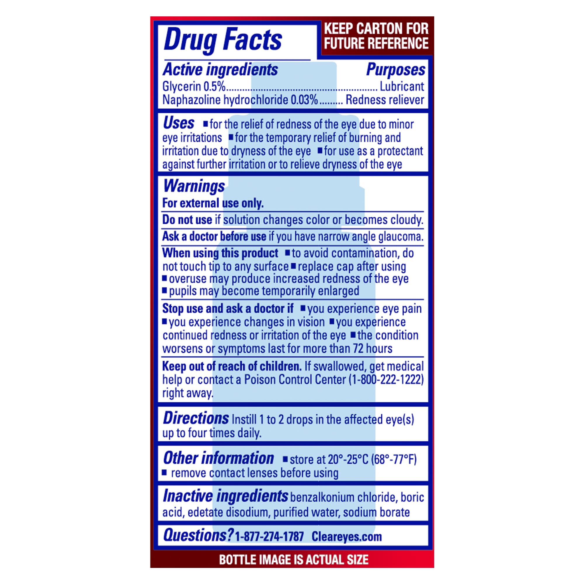 Clear Eyes eye drops for red irritated eyes 0.5 oz