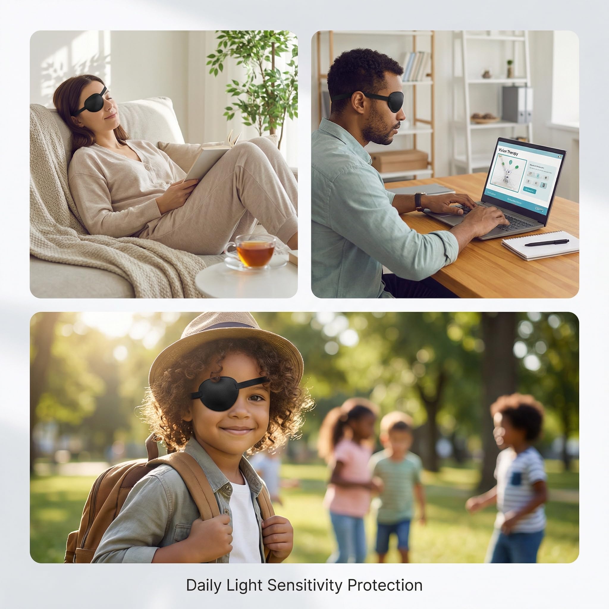 Glasses friendly eye patch fits under eyeglasses