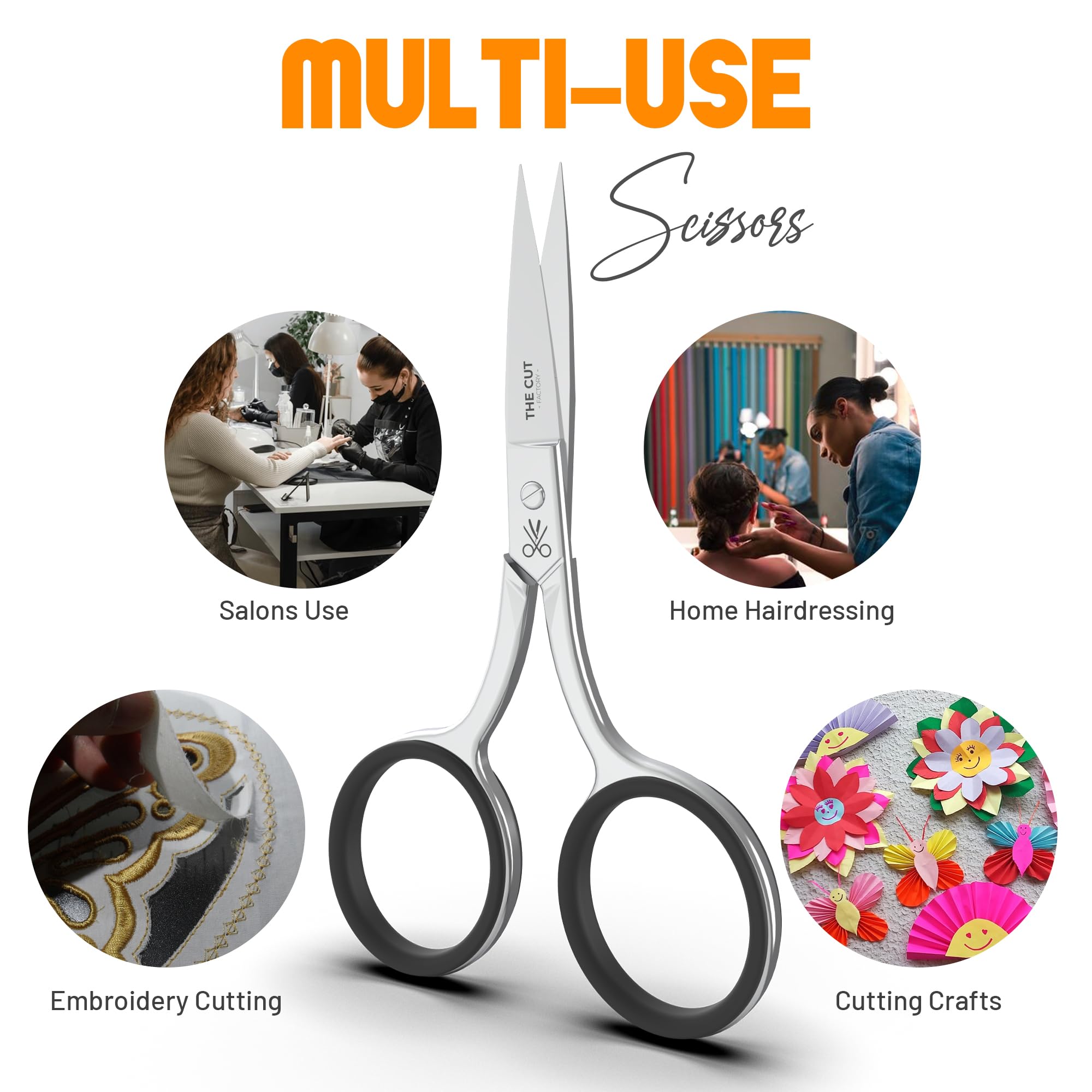 Eyebrows mustache beard scissor closeup image
