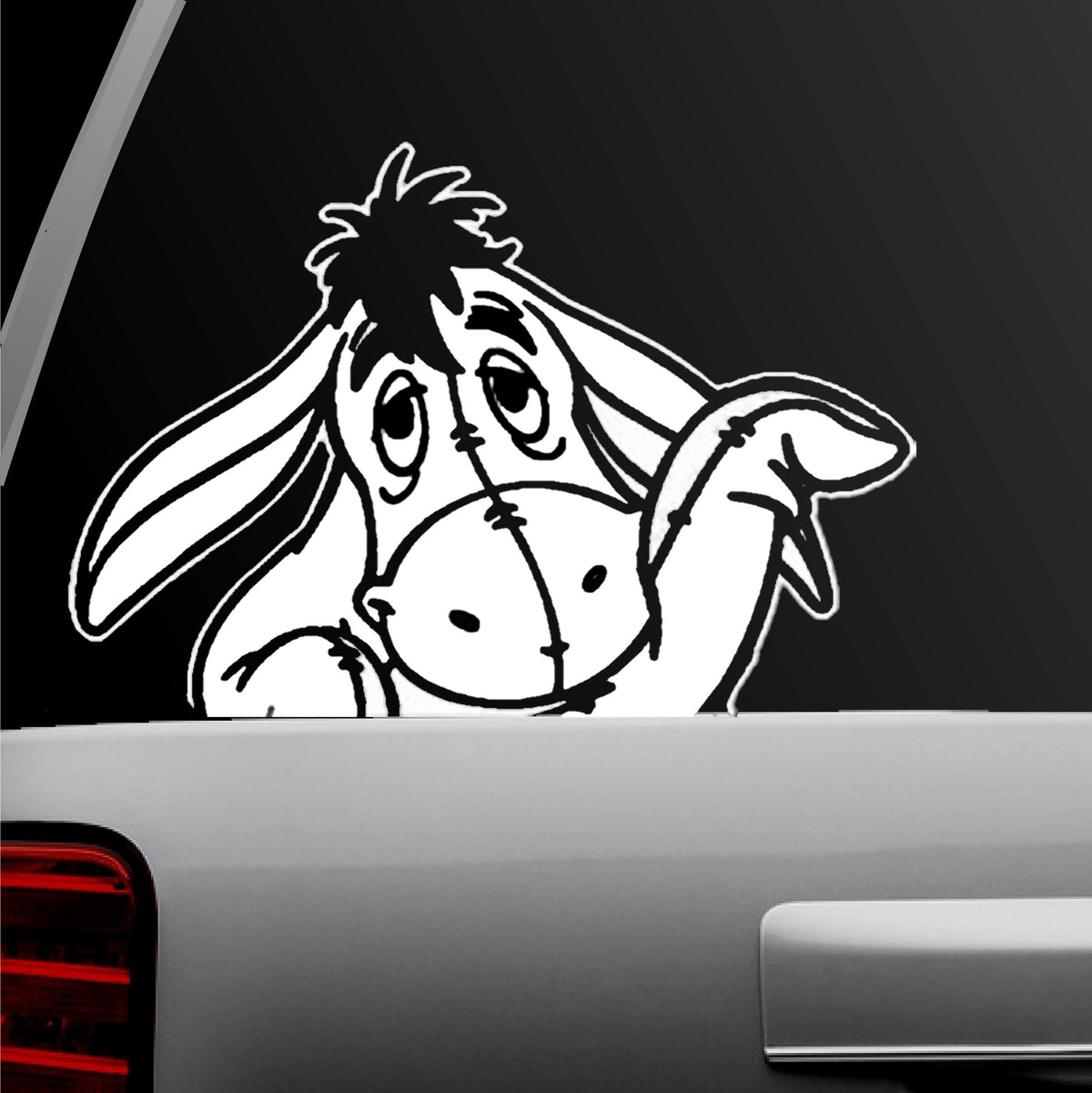 Eyor Cartoon Donkey Waving decal white 5 inch
