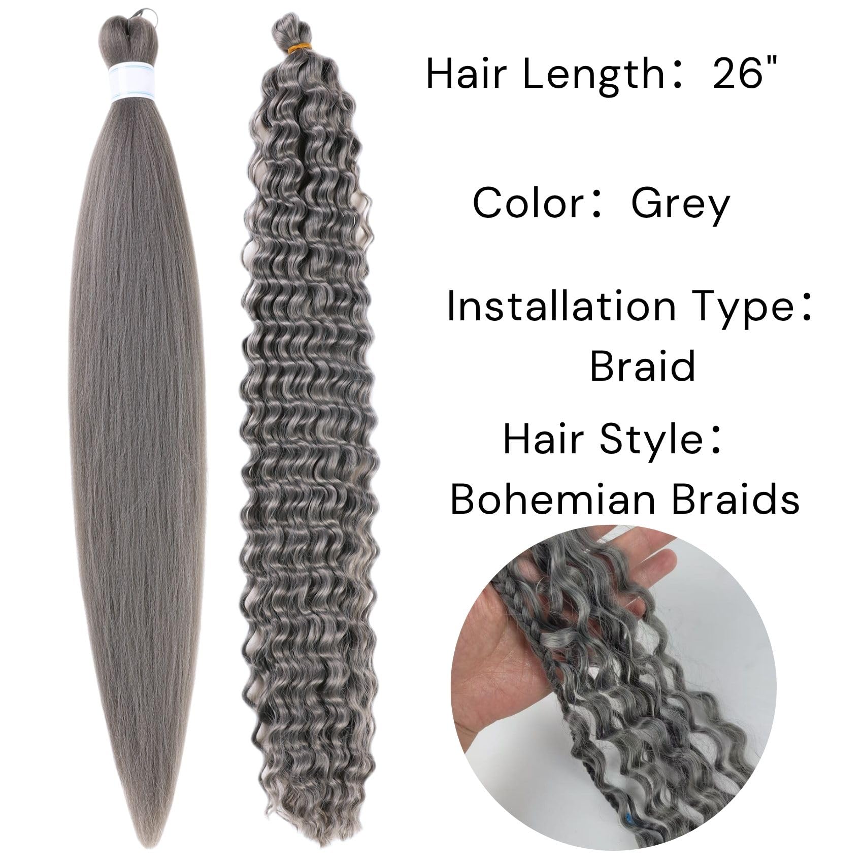 Deep wave crochet braiding hair 24inch pack