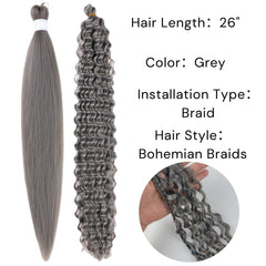 Deep wave crochet braiding hair 24inch pack
