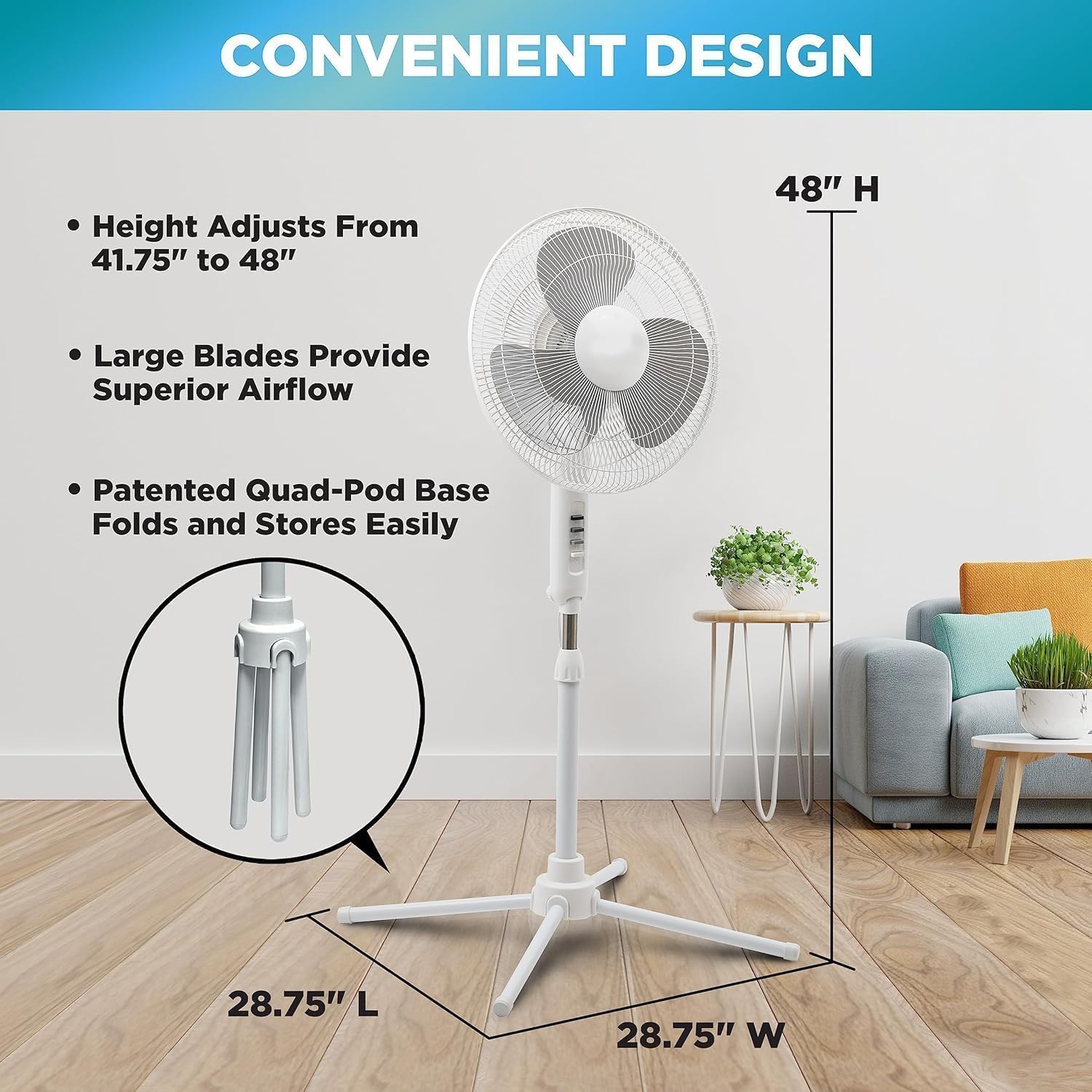 EZ-Chill MTFS-16B-BLK oscillating pedestal fan 90 degree