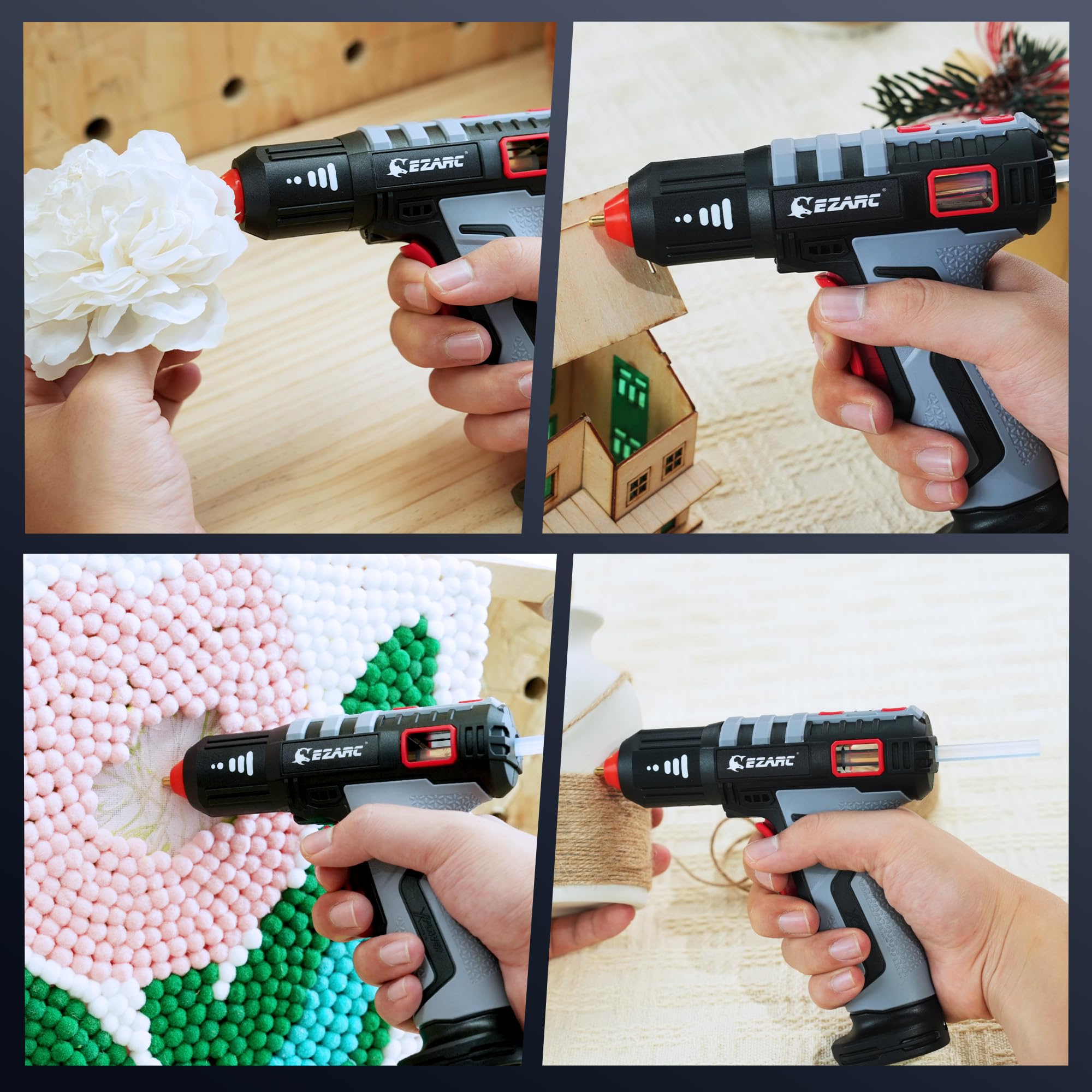 EZARC cordless hot glue gun USB-C rechargeable feature