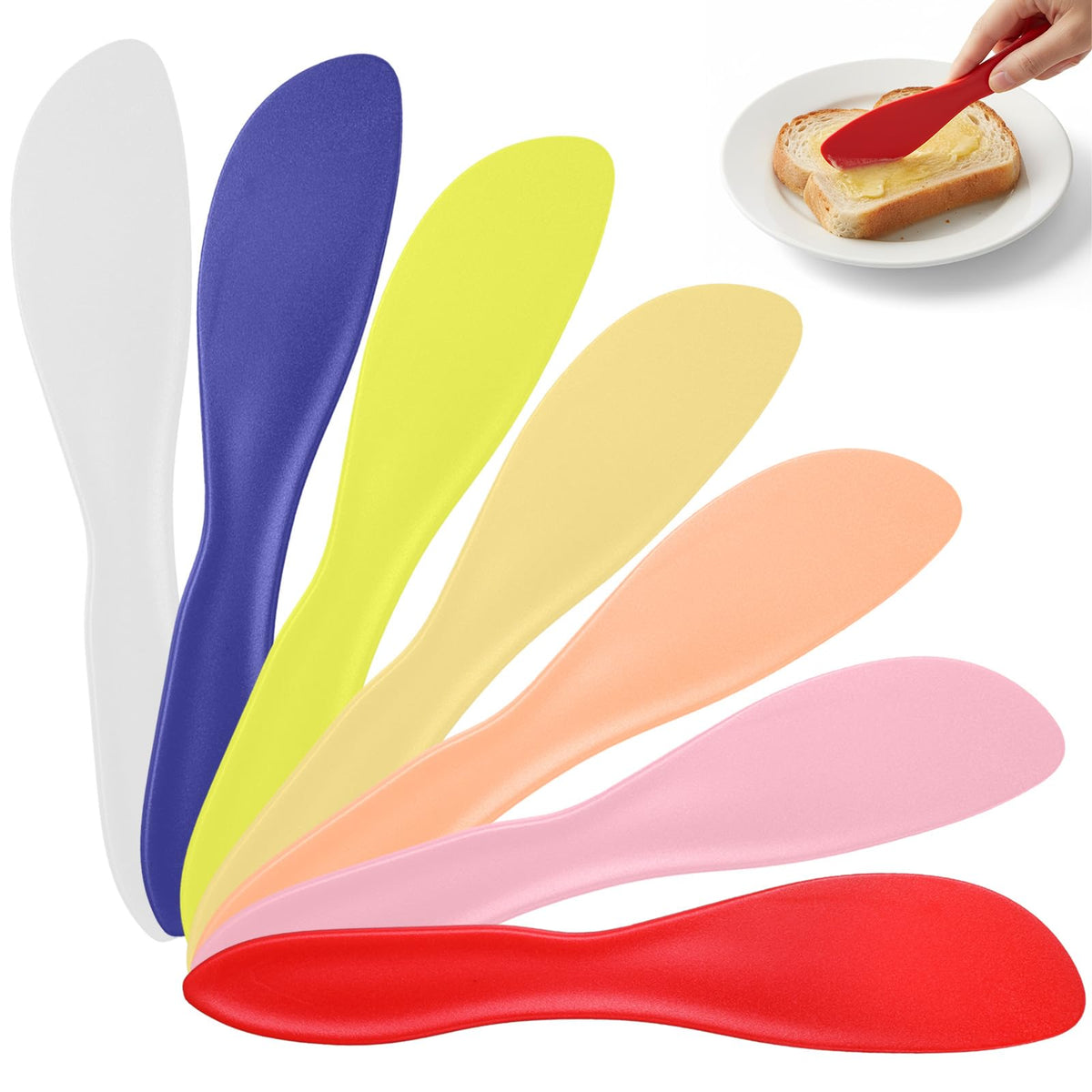 Ezymivs 7 Pcs Plastic Butter Knife Spreader multicolor set