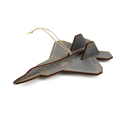 F-22 Raptor ornament laser cut birch wood