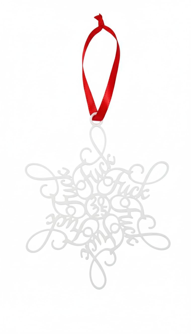 F*ck Flakes 2025 snowflake ornament 4 inches tall white PLA