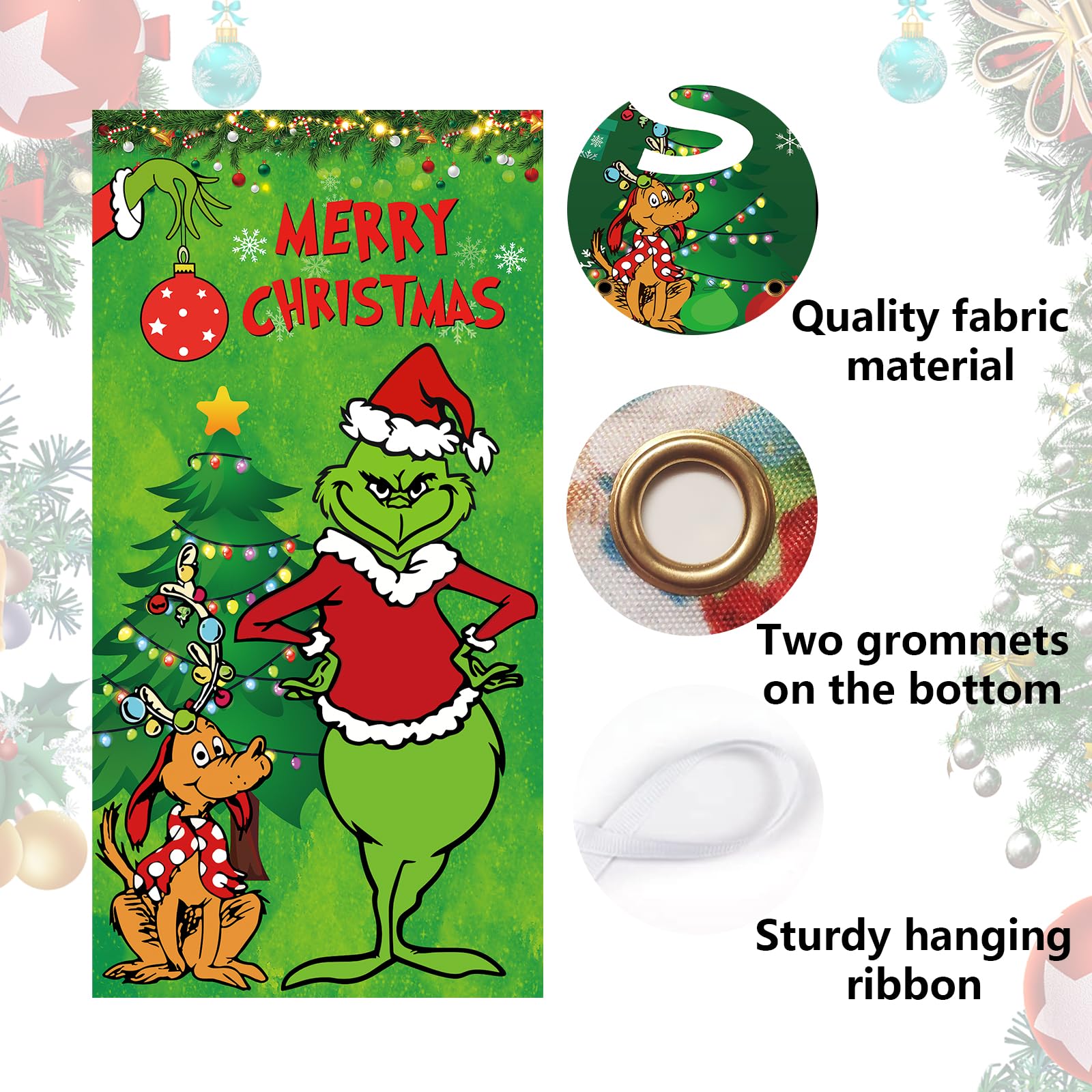 Weather resistant fabric banner for Christmas decorations