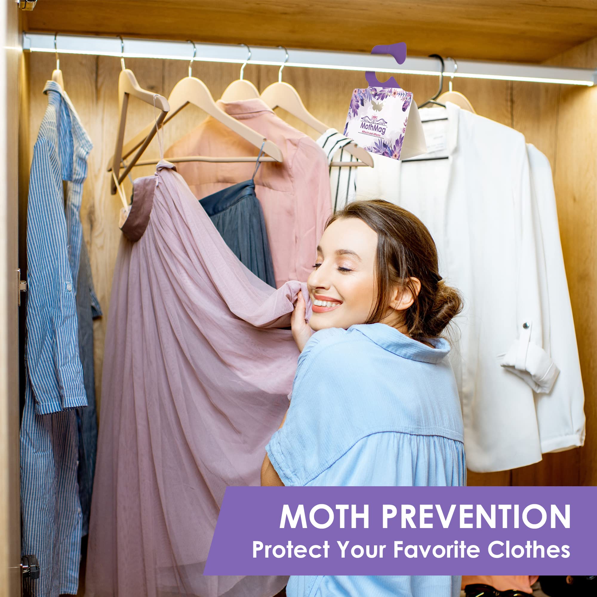 Protects fabrics such as wool cashmere silk and cotton from moth damage
