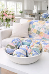 Fabric wrapped balls showing 2.5 inch diameter for bowls