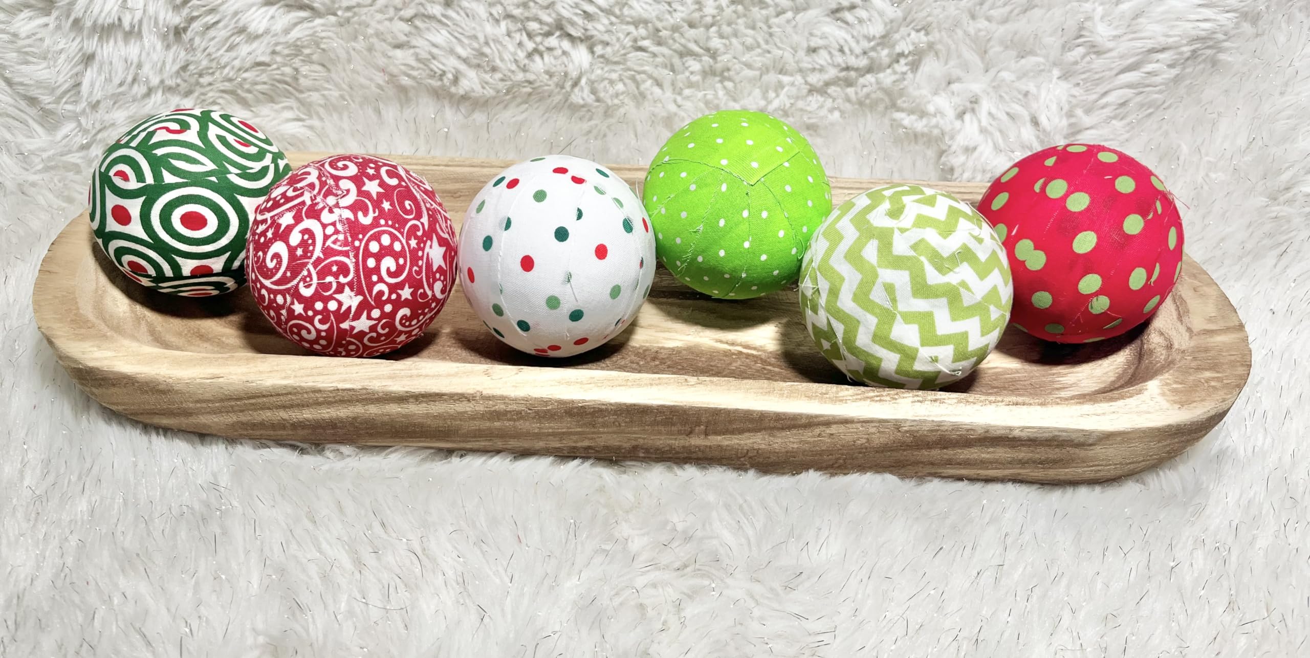 Holiday decor fabric wrapped ornament balls for Christmas tree garland centerpiece