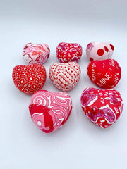 Fabric wrapped heart shapes for bowl or vase display
