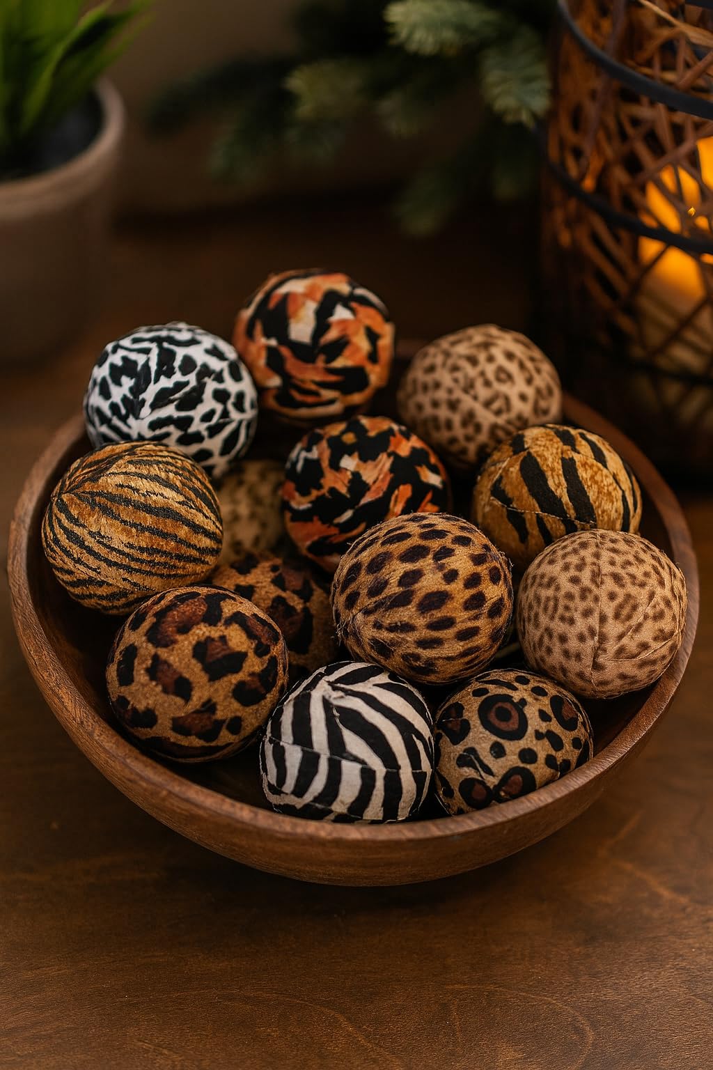 Assorted jungle prints fabric wrapped balls 2 inch