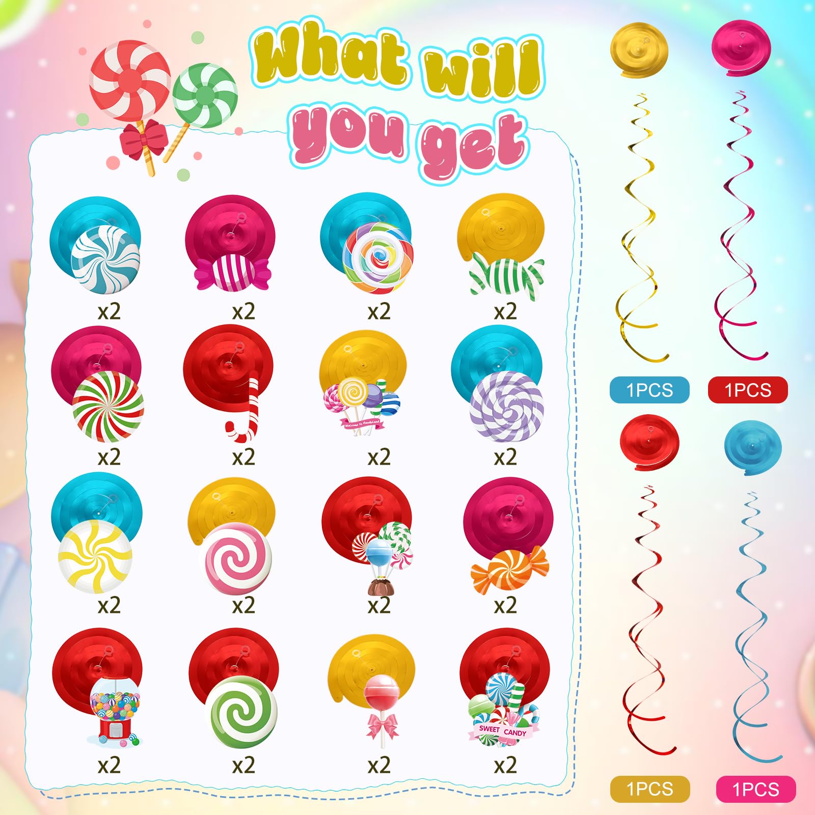 Colorful candyland themed patterns candy machine lollipop