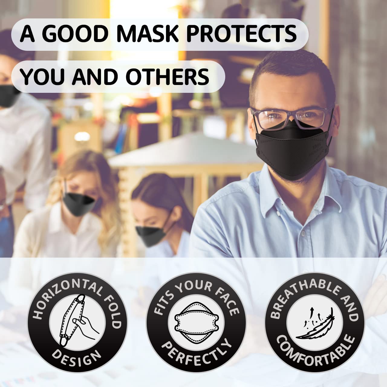 KN95 masks LEVENIS 50-pack black