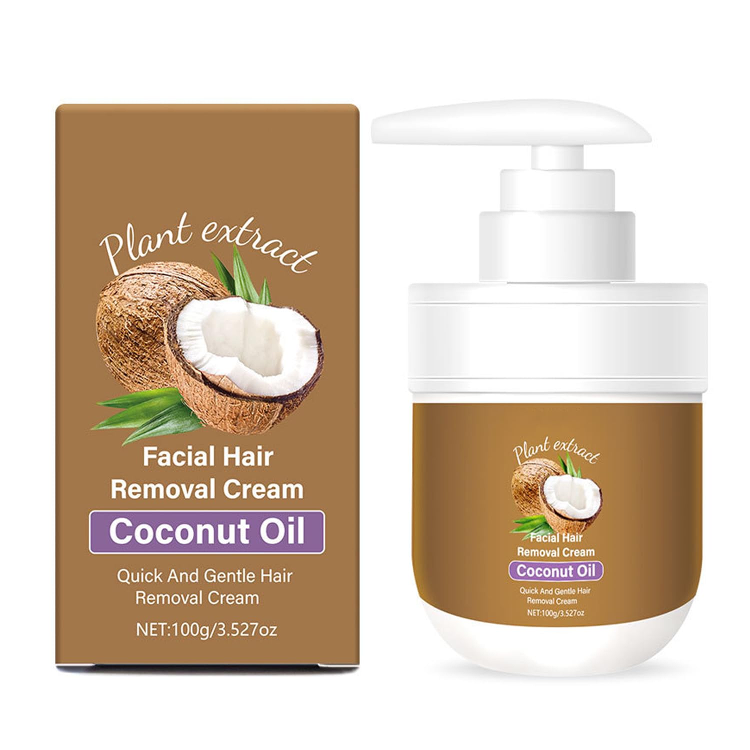 Facial Hair Removal Cream for Women coconut oil 3.52 oz