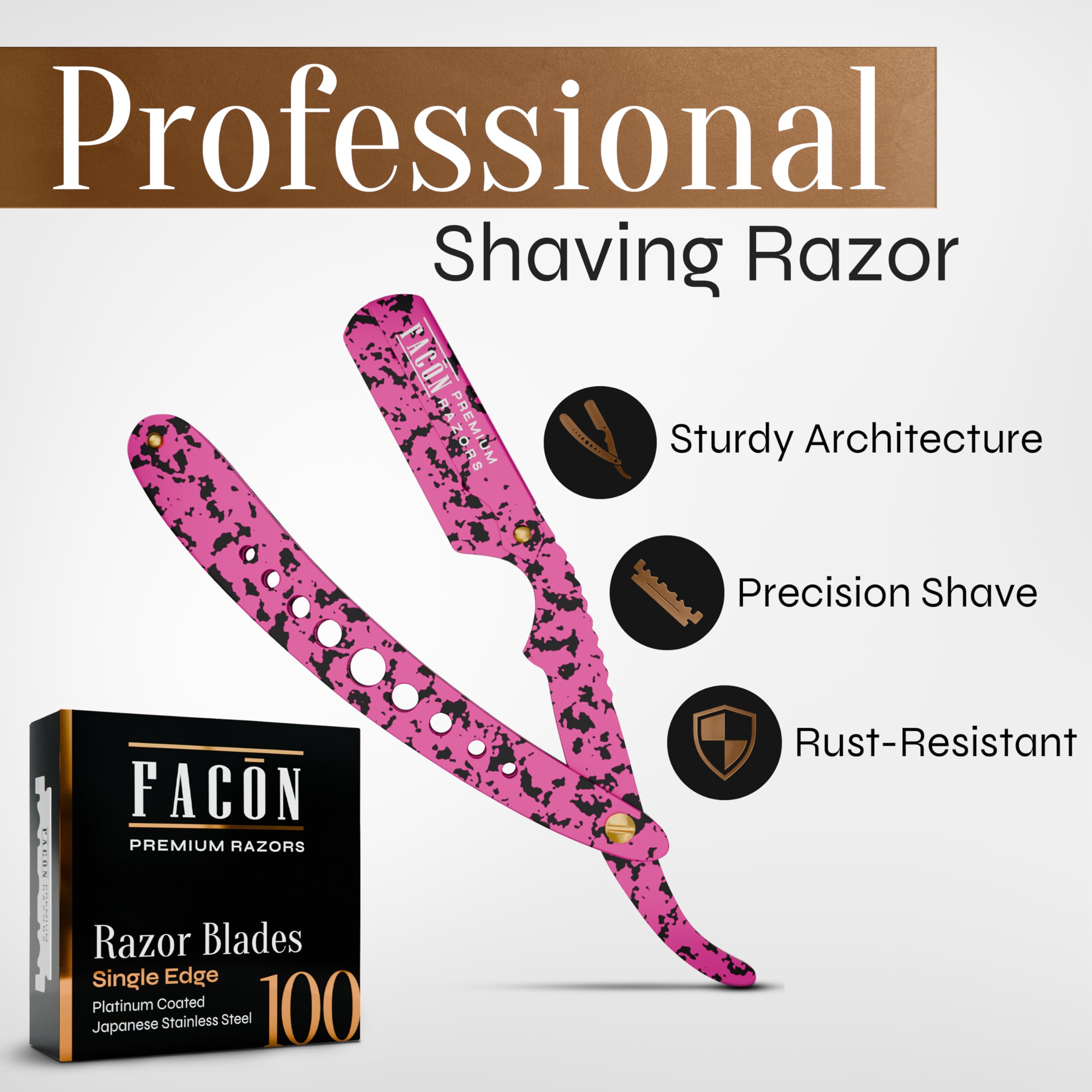 Facón barber razor kit image showing blades and handle