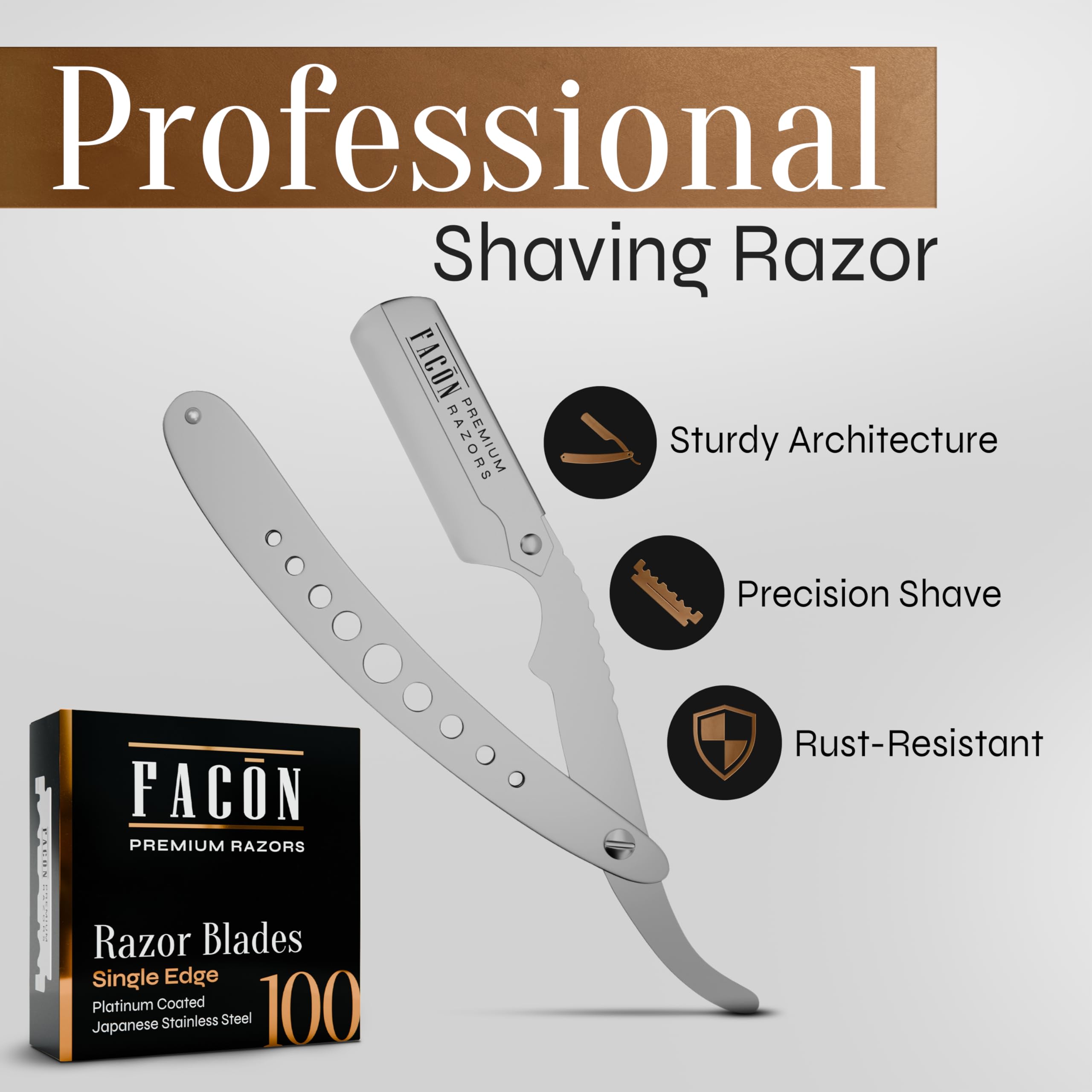 Facón professional barber razor kit with 100 blades