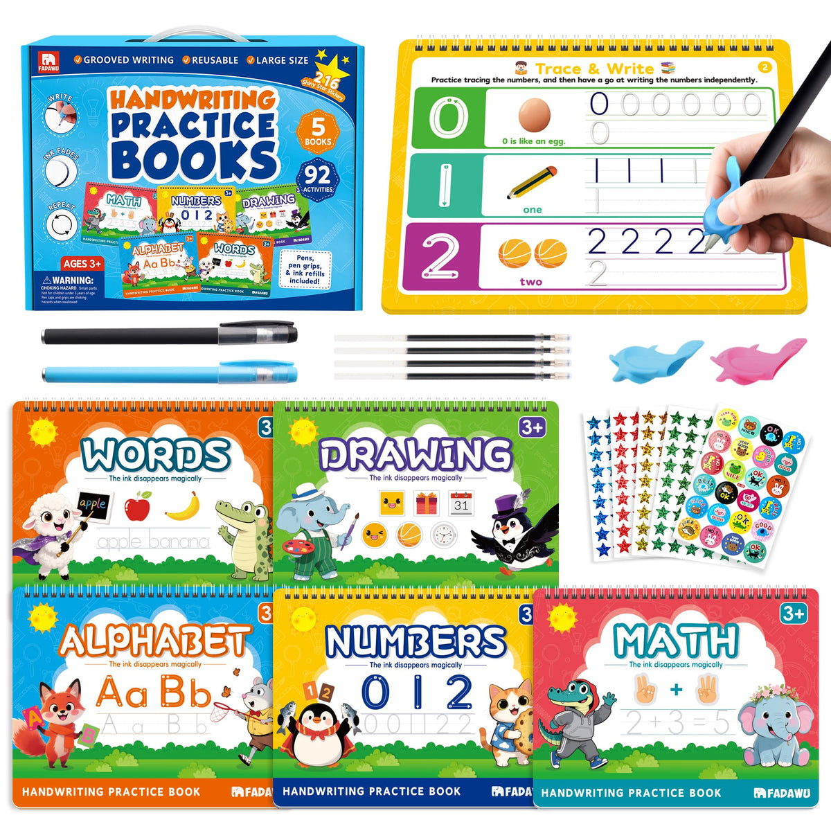 fadawu magic grooved writing books set with 5 volumes