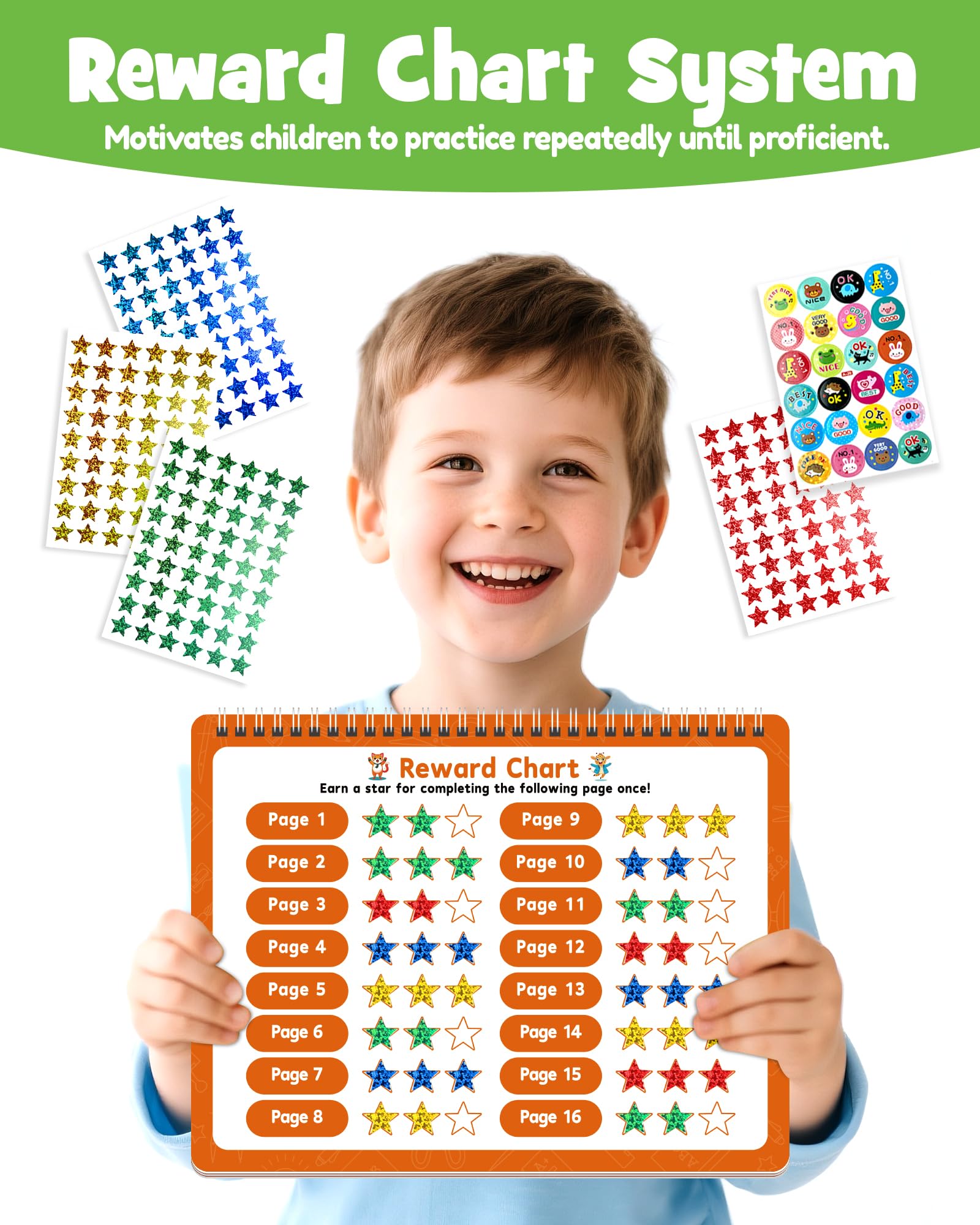 Sticker sheets included with 24 fun stickers