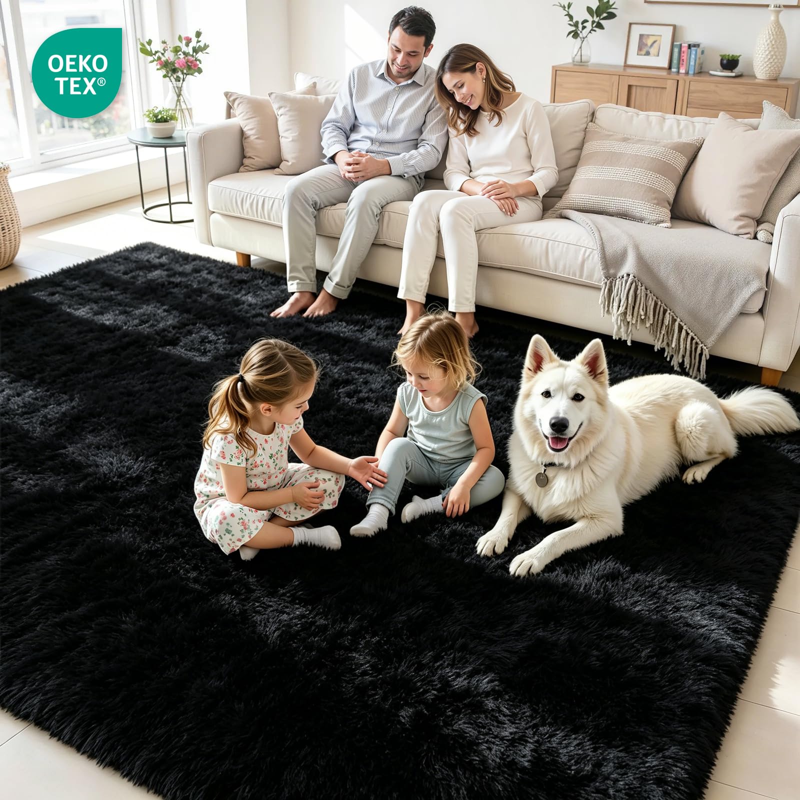 vacuum-packed packaging for fluffy area rug
