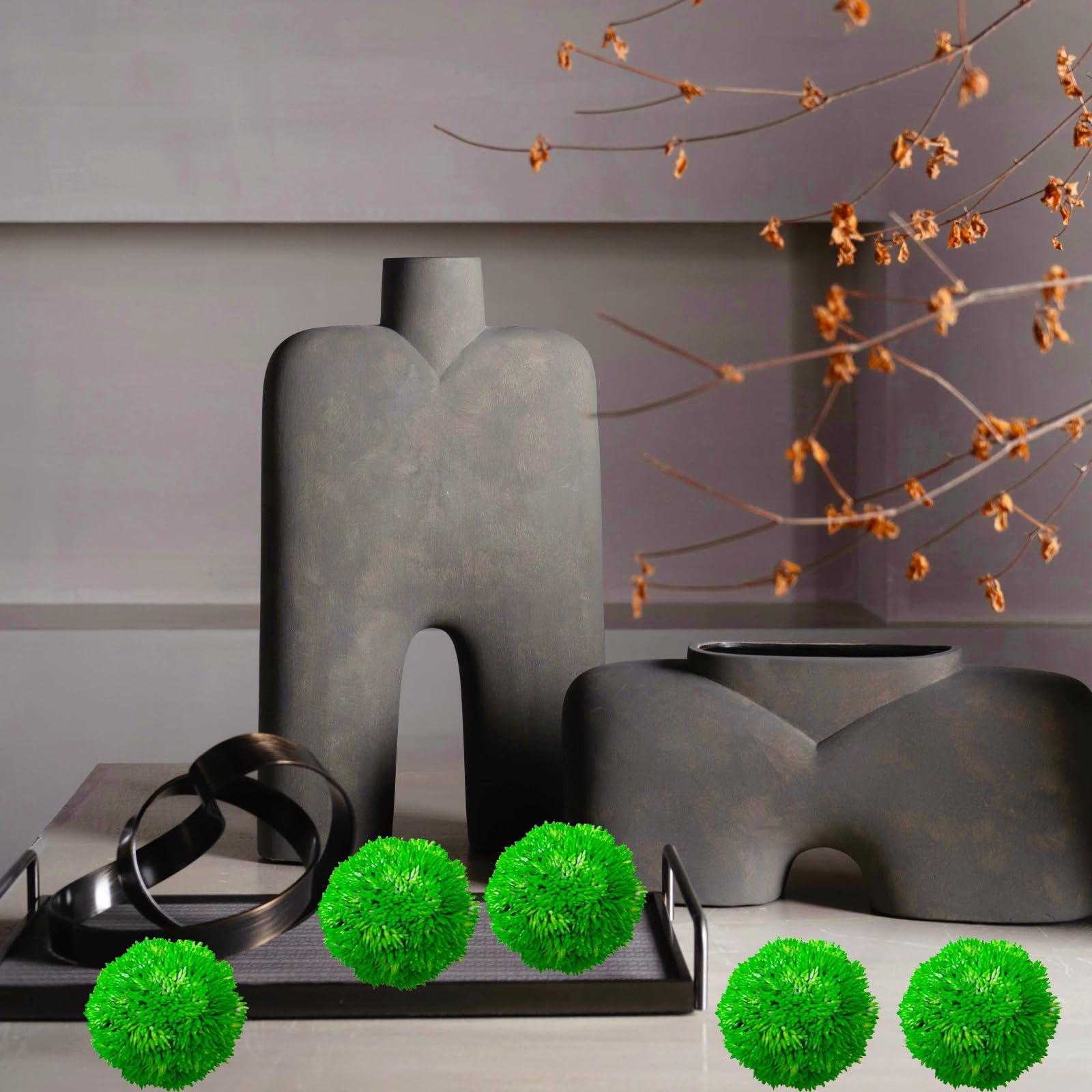fade-resistant artificial moss balls close up