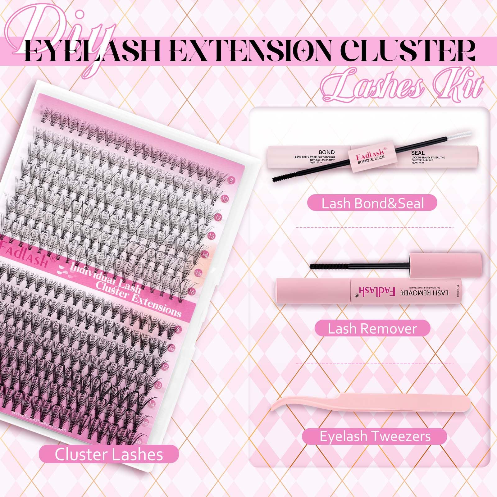 Lash tweezers and comb included in kit